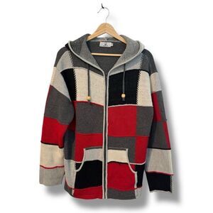 Maroths Men's XL Multicolor Patchwork Knitted Hoodie Sweater